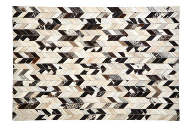 Orsina Safira Large Chevron Patchwork Rug | Hair on Leather Rug