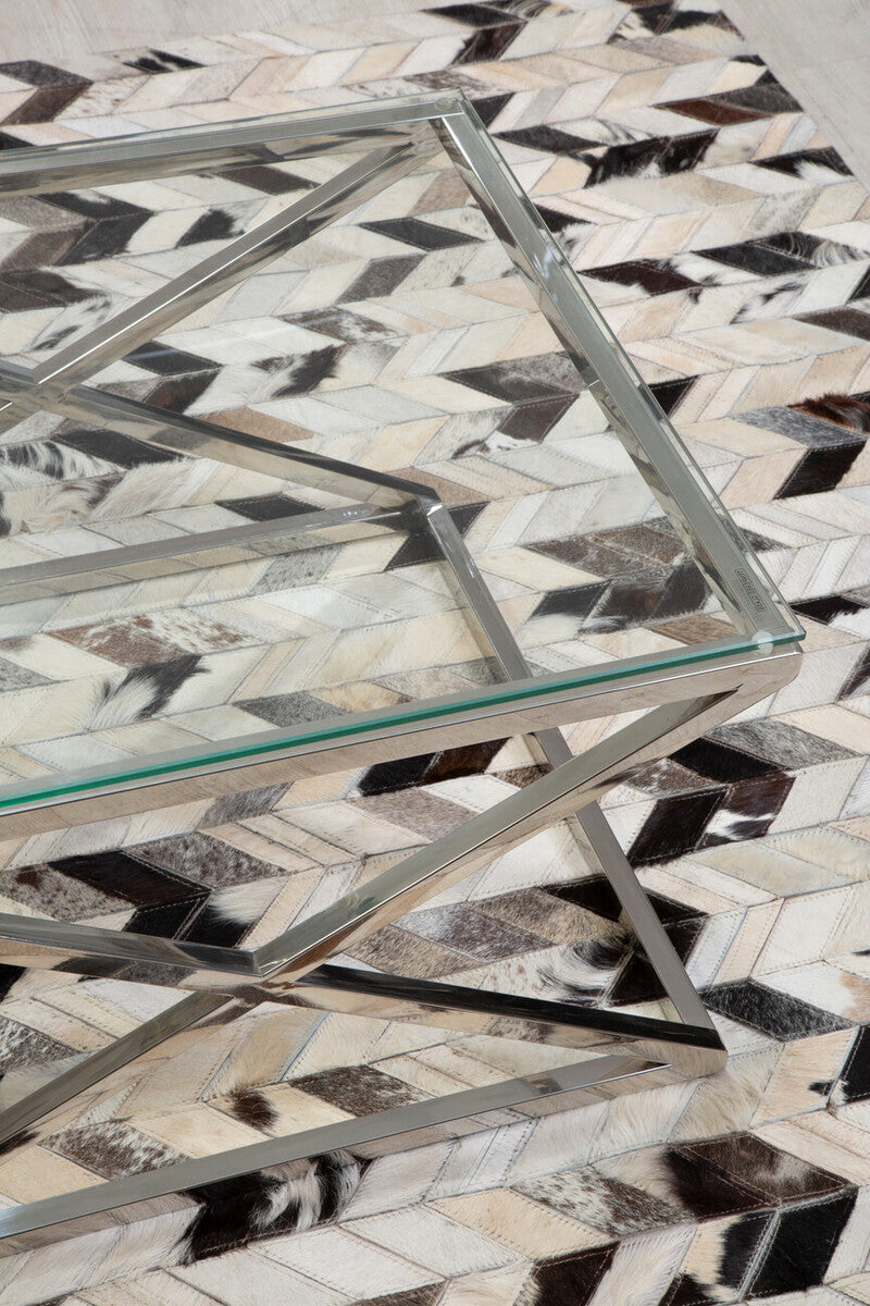 Orsina Safira Large Chevron Patchwork Rug | Hair on Leather Rug