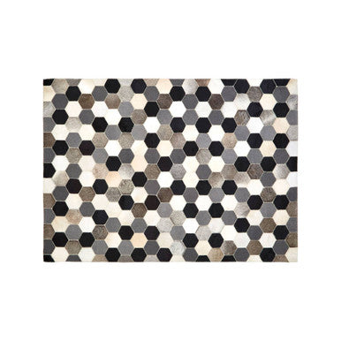Orsina Safira Small Hexagon Patchwork Rug – Hair on Leather Decor