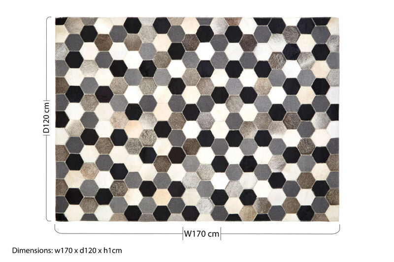 Orsina Safira Small Hexagon Patchwork Rug – Hair on Leather Decor