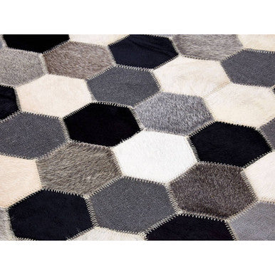 Orsina Safira Small Hexagon Patchwork Rug – Hair on Leather Decor