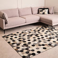 Orsina Safira Large Hexagon Patchwork Hair on Leather Rug – Grey