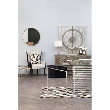 Orsina Safira Large Hexagon Patchwork Hair on Leather Rug – Grey