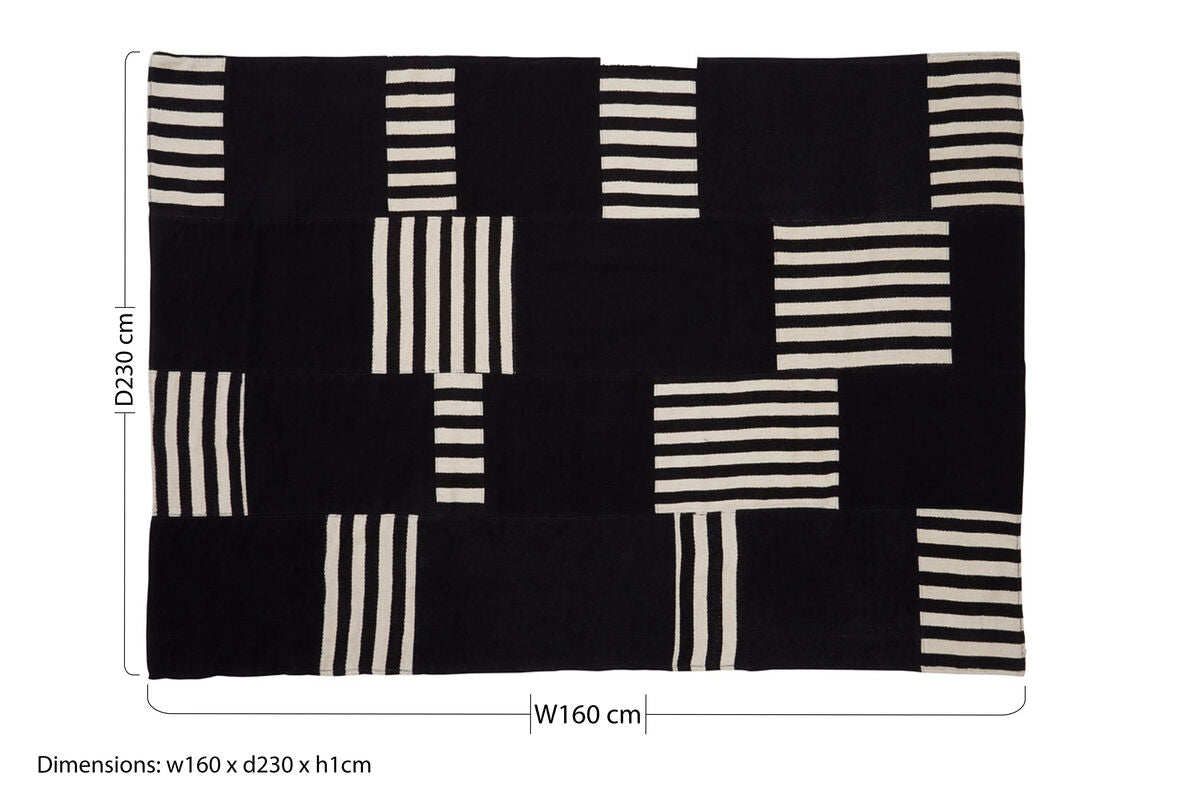 Orsina Bosie Black and White Rug – Handcrafted Modern Graphic Area Rug