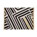 Orsina Bosie Villon Black and White Striped Low-Pile Modern Area Rug