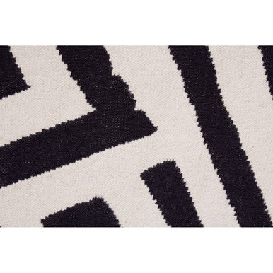 Orsina Bosie Villon Black and White Striped Low-Pile Modern Area Rug