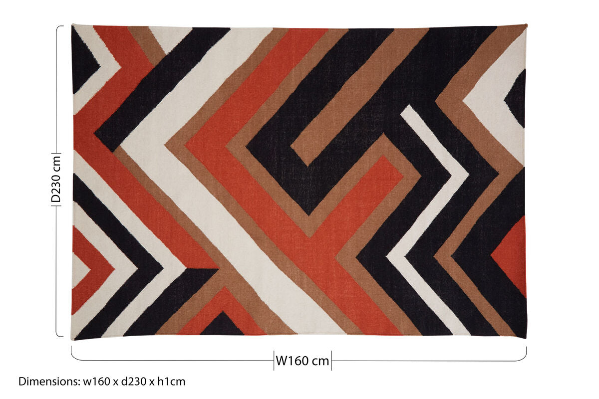 Orsina Bosie Villon Zig Zag Pattern Rug – Handcrafted Maize Carpet