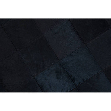 Orsina Safira Small Black Hair on Leather Rug with Gold Studs