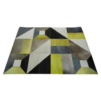 Orsina Safira Large Abstract Hair on Leather Patchwork Rug