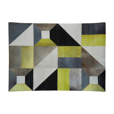 Orsina Safira Large Abstract Hair on Leather Patchwork Rug
