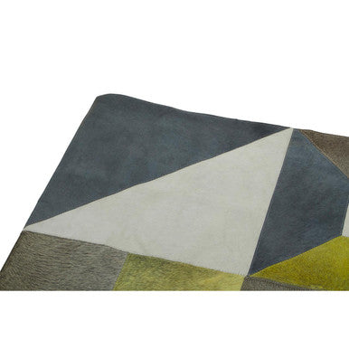 Orsina Safira Large Abstract Hair on Leather Patchwork Rug