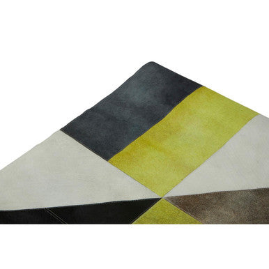 Orsina Safira Large Abstract Hair on Leather Patchwork Rug