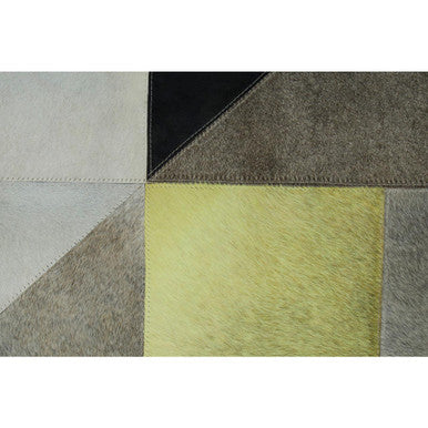 Orsina Safira Large Abstract Hair on Leather Patchwork Rug