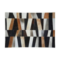 Orsina Safira Large Geometric Striped Hair on Leather Patchwork Rug