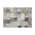 Orsina Safira Small Grey Patchwork Rug – Hair on Leather Geometric