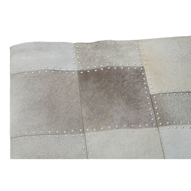Orsina Safira Small Grey Patchwork Rug – Hair on Leather Geometric