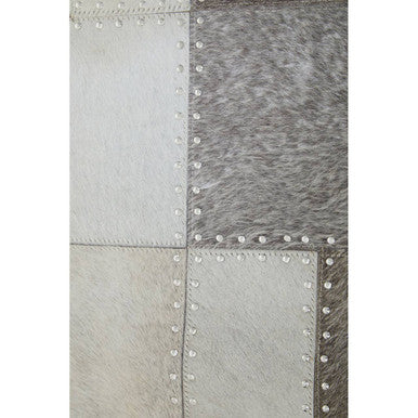 Orsina Safira Small Grey Patchwork Rug – Hair on Leather Geometric