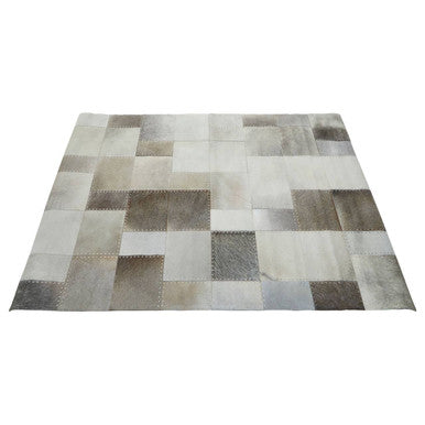 Orsina Safira Grey Patchwork Cowhide Leather Rug – Large Hair-on-Hide