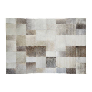 Orsina Safira Grey Patchwork Cowhide Leather Rug – Large Hair-on-Hide