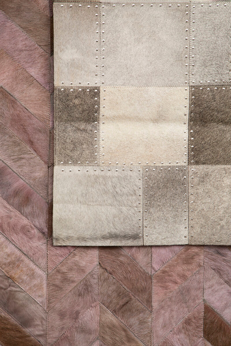 Orsina Safira Grey Patchwork Cowhide Leather Rug – Large Hair-on-Hide