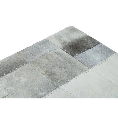 Orsina Safira Grey Patchwork Cowhide Leather Rug – Large Hair-on-Hide