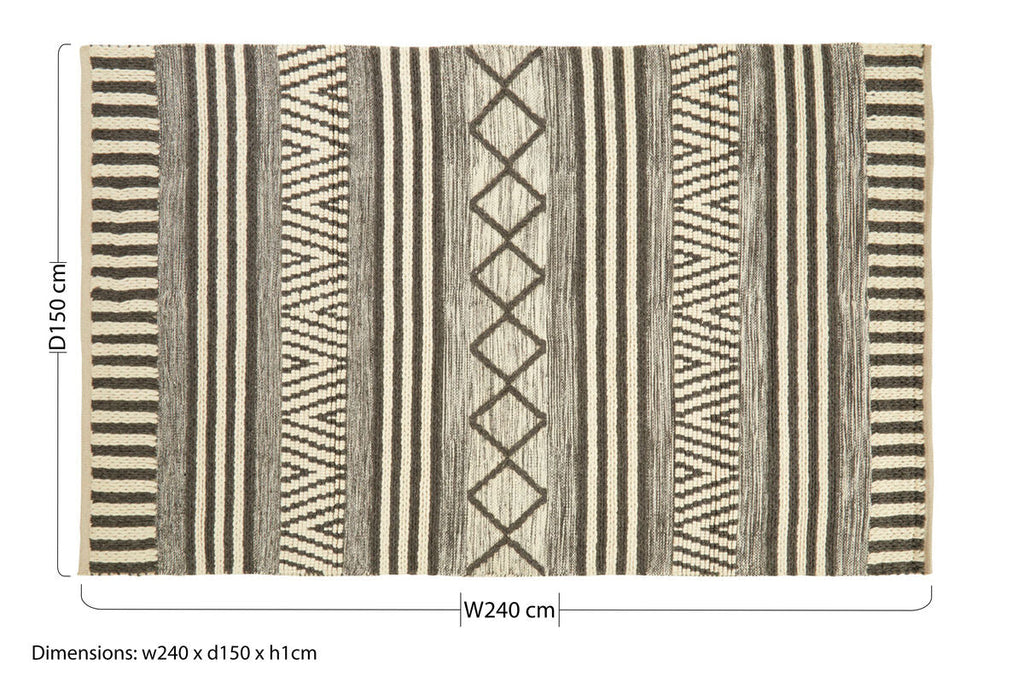 Orsina Bosie Jango Large Geometric Rug – Grey and Ivory Area Rug