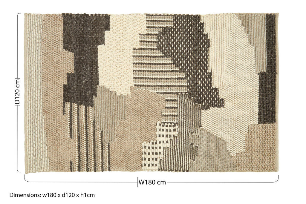 Orsina Bosie Jango Small Textured Rug – Ivory and Grey Abstract