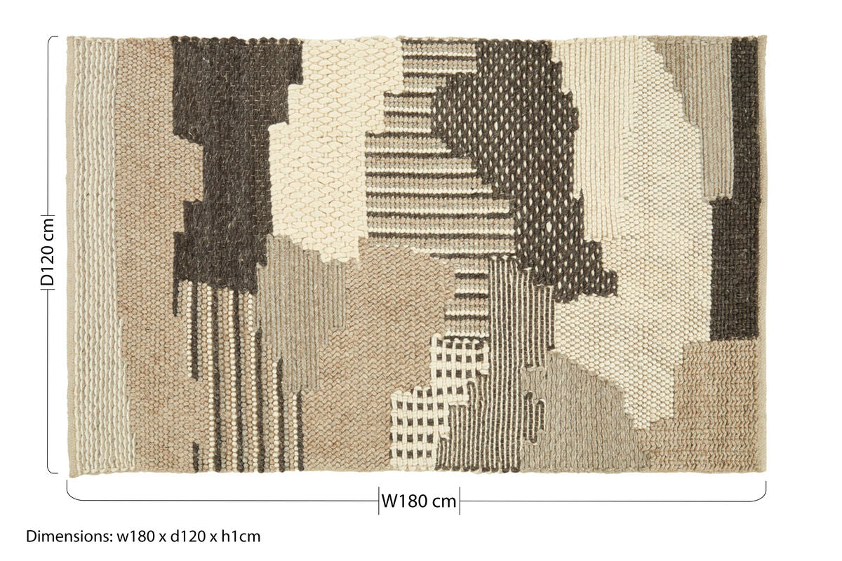 Orsina Bosie Jango Small Textured Rug – Ivory and Grey Abstract
