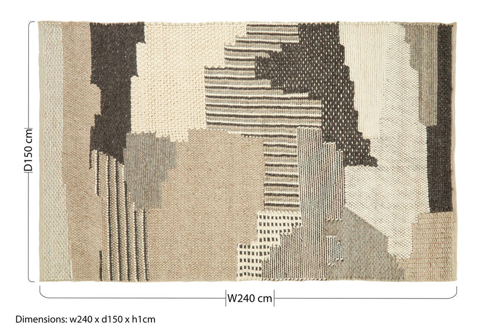Orsina Bosie Jango Large Textured Rug – Grey & Ivory Abstract Decor