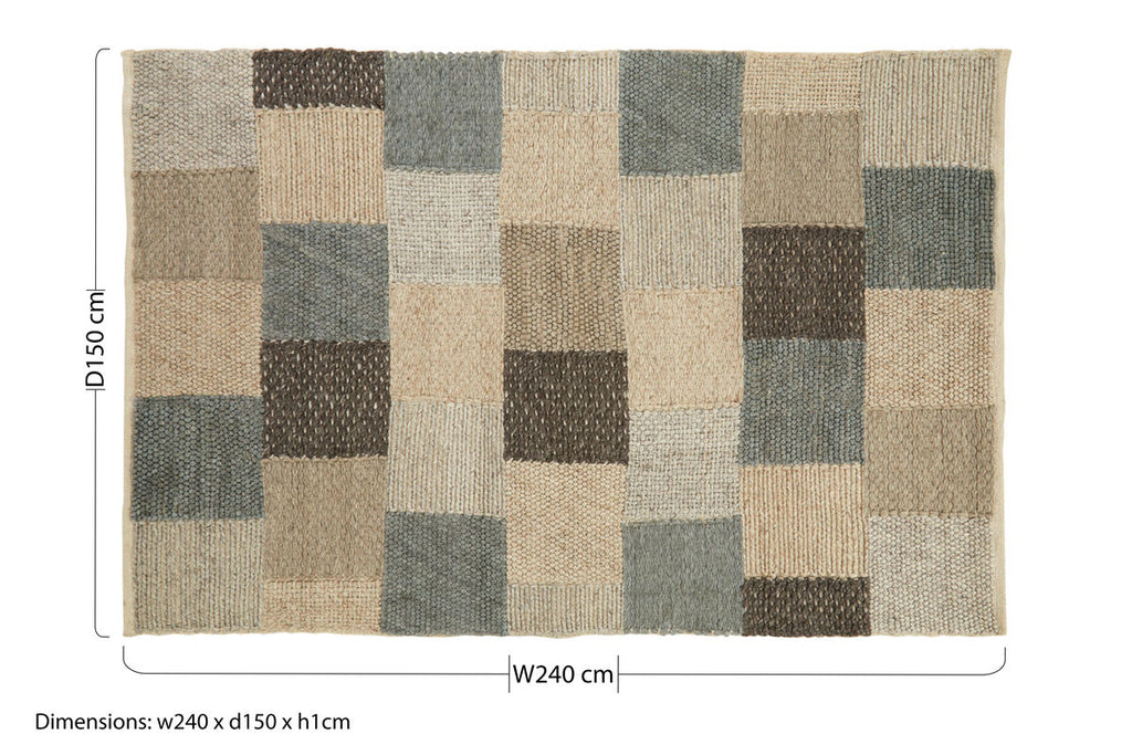 Orsina Bosie Jango Large Grid Rug – Grey and Ivory Modern Area Rug