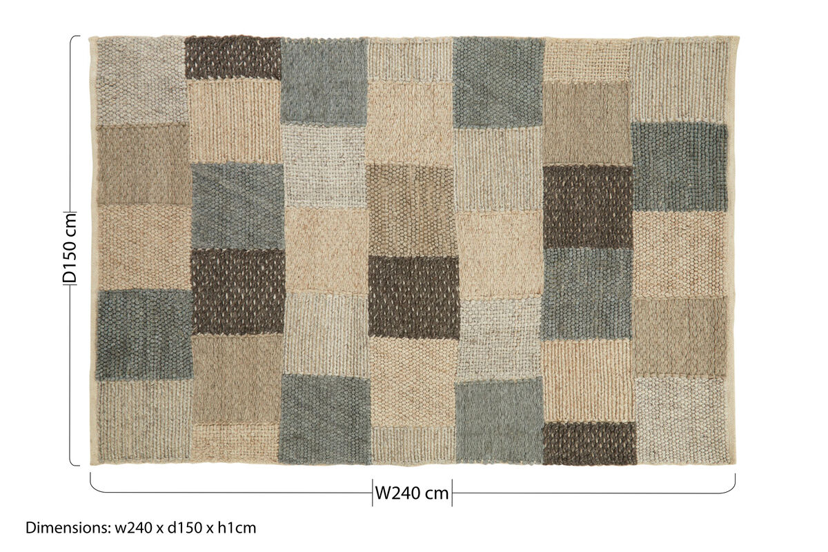 Orsina Bosie Jango Large Grid Rug – Grey and Ivory Modern Area Rug