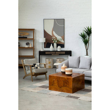 Orsina Bosie Jango Large Grid Rug – Grey and Ivory Modern Area Rug