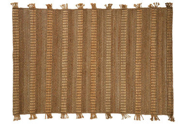 Orsina Bosie Jango Large Striped Rug – Natural Textured Hemp & Fringe