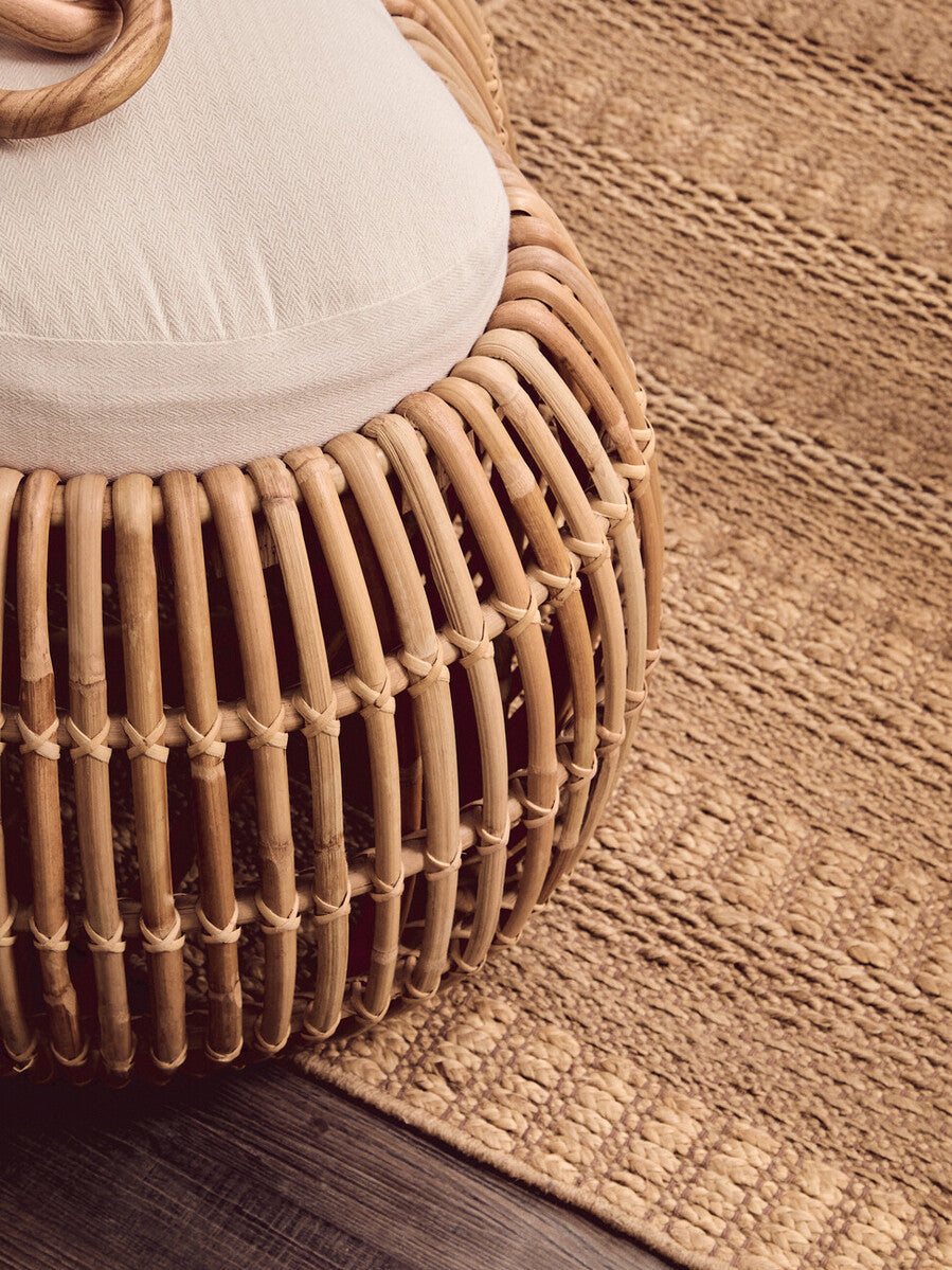 Orsina Bosie Jango Large Striped Rug – Natural Textured Hemp & Fringe