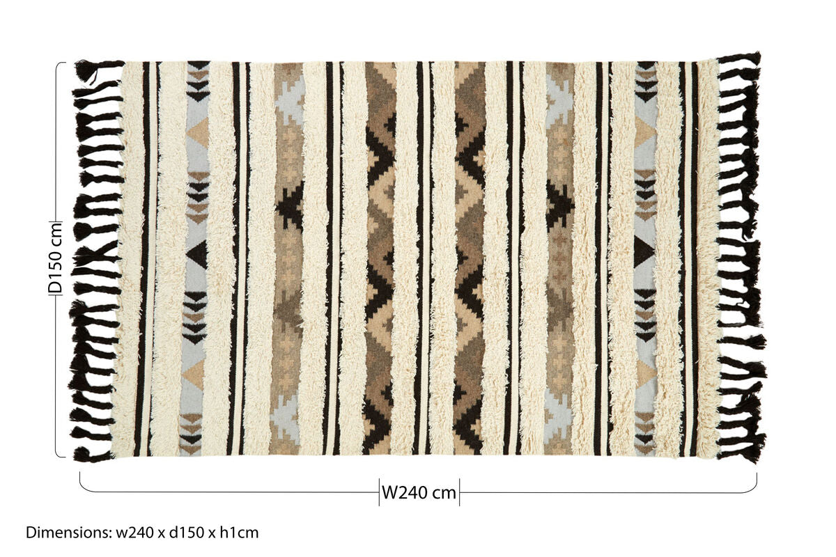 Orsina Bosie Jango Large Tribal Rug – Black Geometric Area Rug