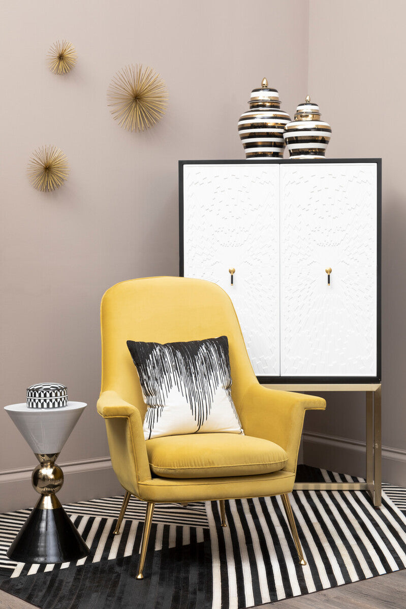 Orsina Safira Small Black and White Geometric Hair-on-Leather Rug