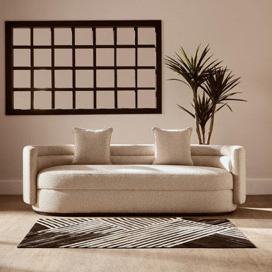 Orsina Safira Small Black and White Geometric Hair-on-Leather Rug
