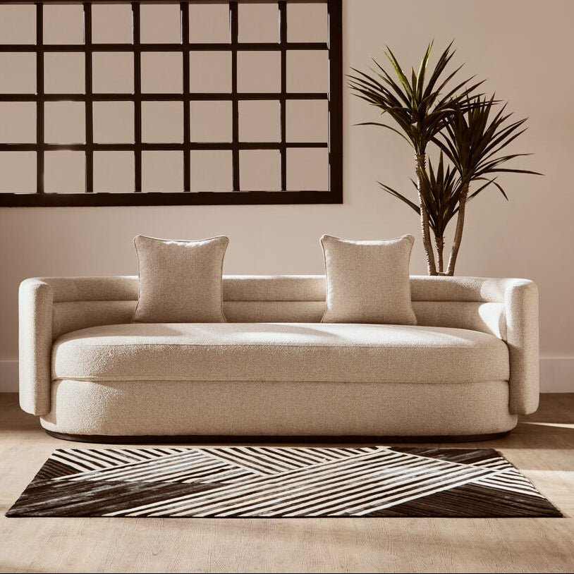Orsina Safira Small Black and White Geometric Hair-on-Leather Rug