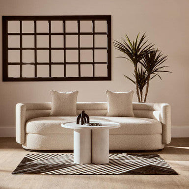 Orsina Safira Small Black and White Geometric Hair-on-Leather Rug