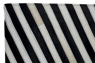 Orsina Safira Small Black and White Geometric Hair-on-Leather Rug
