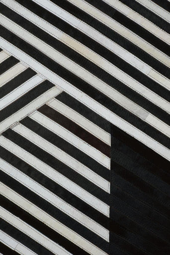 Orsina Safira Small Black and White Geometric Hair-on-Leather Rug