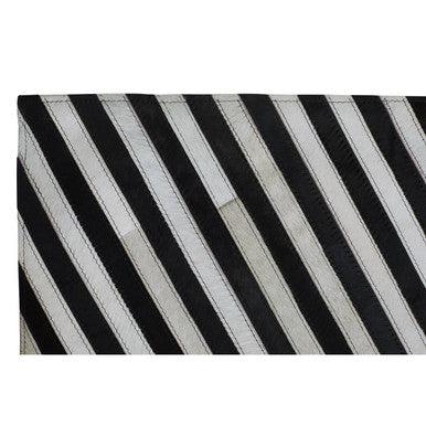 Orsina Safira Large Geometric Black and White Hair on Leather Rug