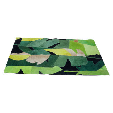 Orsina Safira Small Botanical Hair on Leather Rug – Abstract Motif