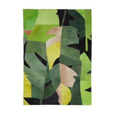 Orsina Safira Small Botanical Hair on Leather Rug – Abstract Motif