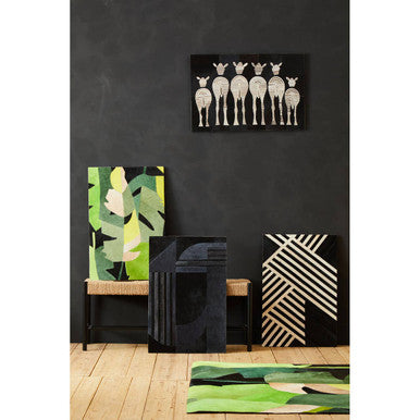 Orsina Safira Small Botanical Hair on Leather Rug – Abstract Motif