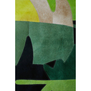 Orsina Safira Small Botanical Hair on Leather Rug – Abstract Motif