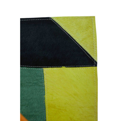 Orsina Safira Small Botanical Hair on Leather Rug – Abstract Motif
