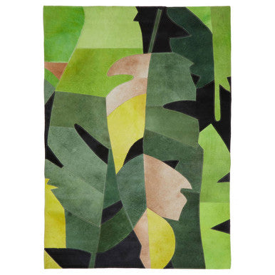Orsina Safira Large Botanical Hair-on-Leather Rug | Abstract Area Rug