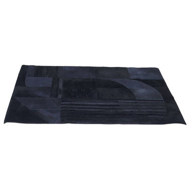 Orsina Bosie Safira Small Black & Grey Geometric Hair on Leather Rug