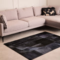 Orsina Bosie Safira Small Black & Grey Geometric Hair on Leather Rug